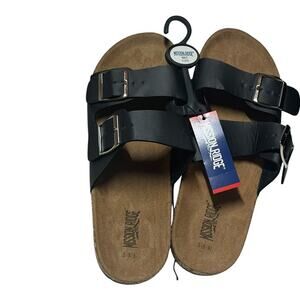 Mission Ridge Men’s Double Buckle Sandals Black Cork Footbed Size S 8/9